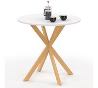 IDMarket - Tavolo da pranzo rotondo per 4 persone GISELE con gamba a ragno in legno e piano bianco 80 cm