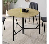 IDMarket - Tavolo da pranzo rotondo pieghevole YAEL per 4 persone, legno e nero, design industriale, 110 cm