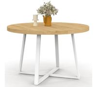 IDMarket - Tavolo da pranzo rotondo Selma 4-6 Persone Legno e Bianco 110 cm