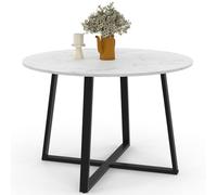 IDMarket - Tavolo da pranzo rotondo Selma 4-6 Persone Piano Effetto marmo Bianco Alaska e Nero 110 cm