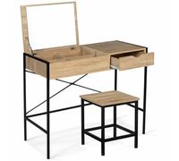 IDMarket - Tavolo da toeletta Luis Specchio pieghevole con Sgabello Design Industriale