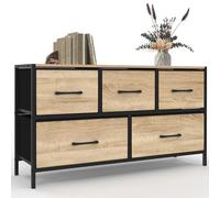 IDMarket - UTAH Cassettiera in tessuto a 5 cassetti H.55 cm mobile contenitore di design industriale