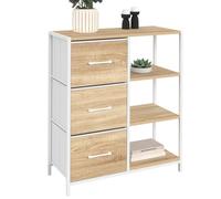 IDMarket - UTAH Credenza a 3 cassetti con ripiani, 70 cm, design industriale in legno e bianco
