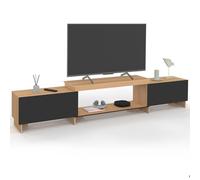 IDMarket - VLAD Mobile TV allungabile a 2 ante in legno e nero 140-240 cm