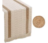 IDNVFY 1 -Parte Bandiera E 1 Pezzo di Sottobicchieri Isolati, Boho -Tablecloth, Coaching Intrecciato Semplice, Decorazione Alimentante, Accessori per La Casa.