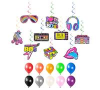 IDNVFY 1 Set di Rimorchio A Spirale retrò E 10 Pezzi di Palloncini Colorati, Decorazioni da Discoteca, Decorazioni Creative per La personalità, Palloncini.