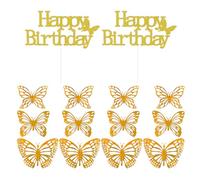 IDNVFY 12 Pezzi di Decorazioni A Farfalle Cave E 2 Pezzi di Inserti di Cartoline di Compleanno, Decorazioni Romantiche, Accessori della Decorazione Murale, Arrangiamenti per Feste E Vacanze.