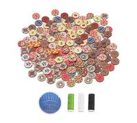 IDNVFY 150 Pezzi Di Glutei Colorati E 1 Set Di Strumenti Di Cucito, Bottoni In Legno Vintage, Date Di Abbigliamento, Requisiti Di Cucito.