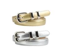 IDNVFY 2 Pezzi Di Cinture Femminili Semplici, Cinture In Pelle Classica, Cintura Regolabile, Decorazioni Di Abbigliamento (Oro, Argento).