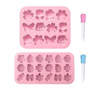 IDNVFY 2 Pezzi di Forma del Fiore E 2 Pezzi Cadono, Teglia da Forno in Silicone con Una Scala, Adatta per Torte, Biscotti, Cioccolato.