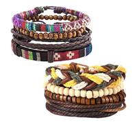 IDNVFY 2 Set di Braccialetti Intrecciati Colorati, Bracciali da Surf per Donne, Tessuto Bracciale, Trecce A più Strati, Set di Bracciale Regolabili.