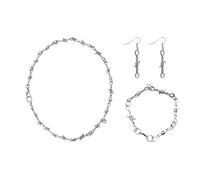 IDNVFY 3-Piece Set di Gioielli in Argento Spina, Retro Spinato Clavicola Catena, Punk Braccialetto di personalità, Orecchini Gotici, Y2K del Tutto-Fiammifero dei Monili, Unisex.