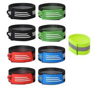 IDNVFY 8 Pezzi di Cinture Ciclistiche E 1 Pezzo di Cinghia del Braccio Riflettente, Cinghia D'Angolo di Pantaloni da Notte, Cinturino Sportivo Regolabile, Forniture di Protezione della Sicurezza.