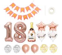 IDNVFY Set di Bottiglie in Oro Rosa da 11 Parti, Palloncini Ad Aria da 2 Caratteri E Bandiera A Tiro in 1 Parte, Palloncini per Decorazioni per Feste, Progetti di Ordini Fotografici.