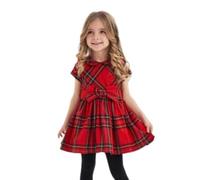 IDO Abito a Scacchi Natalizio per Bambine Rosso 12 Mesi