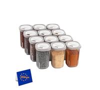 IDOBY Set di 12 scatole per spezie, in plastica trasparente senza BPA, per conservare spezie (trasparente)