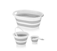 IDOBY Set di 3 Basket Collapsible Plastic Laundry Basket, Foldable Pop Up Storage Container/Organizer, Portable Washing Tub, Space Saving Hamper/Basket (Ubergrob)