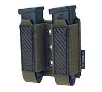 IDOGEAR custodia per caricatore di pistola Molle Magazine Pouch 9MM Doppia Stack Elastic Magazine Holster con Pannello di Loop Interno Laser-Cut Hardshell Mag Carrier (Ranger Green)
