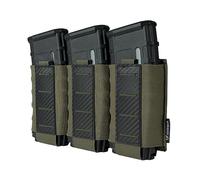IDOGEAR Custodia Per Caricatori Tattici 5.56 Triple Mag Pouch MOLLE Magazine Pouch Rifle Magazine Carrier con fibra di carbonio modellato PP Plate Fit per M4 M14 M16 AR15 (Ranger Green)