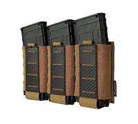 IDOGEAR Custodia Per Caricatori Tattici 5.56 Triple Mag Pouch MOLLE Magazine Pouch Rifle Magazine Carrier con fibra di carbonio modellato PP Plate Fit per M4 M14 M16 AR15 (Coyote Brown)