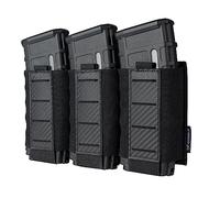 IDOGEAR Custodia Per Caricatori Tattici 5.56 Triple Mag Pouch MOLLE Magazine Pouch Rifle Magazine Carrier con fibra di carbonio modellato PP Plate Fit per M4 M14 M16 AR15 (Black)
