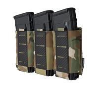 IDOGEAR Custodia Per Caricatori Tattici 5.56 Triple Mag Pouch MOLLE Magazine Pouch Rifle Magazine Carrier con fibra di carbonio modellato PP Plate Fit per M4 M14 M16 AR15 (camo)