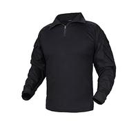 IDOGEAR G3 Combattimento Camicie con gomitiere 1/4 Zipper Manica Lunga Camicie tattiche Militari Top Uomo/Donna (Black, Medium)