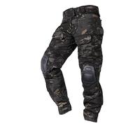 IDOGEAR Pantalon de Combat G3 Pantalon Tactique pour Hommes avec Genouillères pour la Chasse au Tir Pantalon Cargo Militaire d'Extérieur (Multi-Camo Black,Medium(32W x 32L))