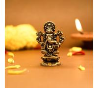 Idolo Ganesha in ottone 5,5 cm piccola statua dio indù per decorazione casa...