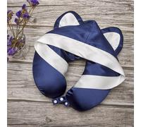 IdOmin Cuscino da viaggio in vero baco da seta seta a forma di U con cappuccio per dormire ombreggiatura cuscino per il collo a forma di U