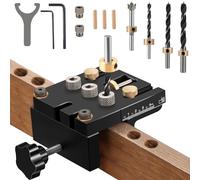 Dima per guida di foratura da 6/8/10/15 mm Kit per tasselli autocentranti 3 in 1 per lavorazione del legno Fori di posizionamento Guida del trapano regolabile Localizzatore di punzoni