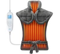 iDOO Termoforo Elettrico per Schiena Cervicale, Cuscino Termico per Spalle Lombare, Regalo Donna Uomo Mamma Papà Compleanno Natale, Pesanti XL 61x84cm, 6 Heating 3 Timer Auto Flanella Grigia Lav