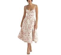IDOPIP Abiti estivi da donna, sexy, senza maniche, con spalline sottili, corsetto, abito floreale, elegante, lungo, per il tempo libero, bohémien, abito da spiaggia, abito estivo, taglie XS-XL, Colore