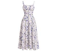 IDOPIP Abito estivo da donna, sexy, senza maniche, con spalline sottili, corsetto, abito floreale, elegante, lungo, per il tempo libero, bohémien, abito estivo, taglie XS-XL, L