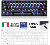 IDOR STORE Tastiera da gioco meccanica al 60% Layout Italiano interruttore ottico Gateron compatta Da GAMING cablata retroilluminata RGB Impermeabile Type-C PER PS4 E PS5
