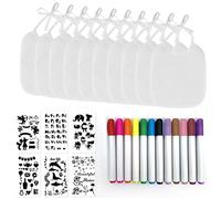 Idota Confezione da 10 Bavette Neonato, Bavaglini Impermeabili con 12 Pennarelli Colorati per Tessuti e 6 Stencil da Colorare, Idee per Baby Shower Diversi Giochi per Baby Shower Ragazzi Ragazze