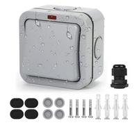 Idota Interruttore della luce per esterni, interruttore resistente alle intemperie, interruttore universale, 20A IP66, interruttore impermeabile antipolvere, interruttore indipendente e spia di