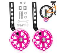 Idota Ruote di supporto per bicicletta per bambini, con ruote Mute Flash, ruote di sicurezza regolabili, universali, per 12, 14, 16, 18, 20 pollici, singola velocità, colore rosa