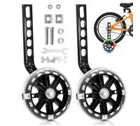 Idota Ruote di supporto per bicicletta per bambini, con ruote Mute Flash, ruote di sicurezza regolabili, universali, per 12, 14, 16, 18, 20 pollici, singola, colore nero