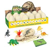 Idota Set di 12 pezzi di dinosauro uova di scavo dinosauro uovo scavo 12 tipi di dinosauro per giocattoli regalo bambini ragazzi ragazze dai 3 ai 10 anni, uova Dino per scavare set archeologia