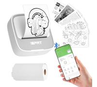 iDPRT Mini stampante portatile con 1 rotolo di carta adesiva - Stampanti Bluetooth senza inchiostro per appunti di studio, immagini, fai da te, etichette, app gratuita iOS e Android con più modelli