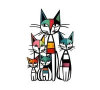 idqwsswt Arte a tema felino, decorazioni da parete a forma di gatto, vivaci insegne retrò di metà secolo tema felino. Versatili, facili da usare, perfette per case e stanze.