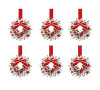 idqwsswt Piccola ghirlanda natalizia con aghi di pino artificiali realistici e bacche, dotata di aghi pino artificiali. Ghirlande natalizie per mobili da cucina, digitare+4, 6 pezzi