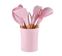 idqwsswt Set da cucina in silicone con spatola antiaderente e,rosa | Set da cucina in silicone con spatola antiaderente e manico in legno.