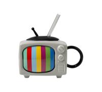 idqwsswt Tazza in ceramica TV originale, regalo Per unico per insegnanti, apprezzamento per la ceramica, novità in, tazza divertente con e revolver, frusta, grigio chiaro