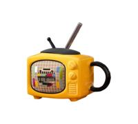 idqwsswt Tazza in ceramica TV originale, regalo Per unico per insegnanti, apprezzamento per la ceramica, novità in, tazza divertente con e revolver, frusta, giallo