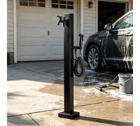 Idrante da giardino esterno con rubinetto e pistola a spruzzo, colonna d'acqua da giardino con supporto per tubo flessibile con doppia uscita in acciaio inossidabile per cortile