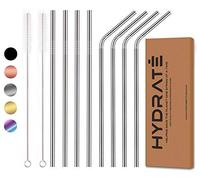 idrato da 8 pezzi in acciaio INOX cannucce - riutilizzabile, ecologico, senza BPA, non tossico - (4 + 4 a gomito dritto + 2 spazzole per la pulizia)