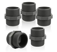 Idraulica Tubi Raccordi PVC Nipplo Doppio 1 1/2" x 1 1/2" Tubo Filettato Raccordi Idraulici Filettata Gas Adattatore Filettato Rubinetto Maschio Raccordo per Industriale o Domestico (5 Pezzi)