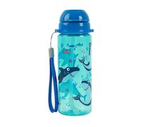 IDRINK® - Borraccia da 400 ml, motivo per bambini, con cannuccia (SHARK)
